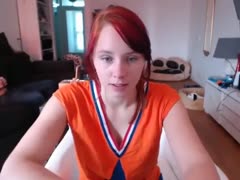 Red-haired nympho with shapely billibongs can't live without masturbating on livecam 